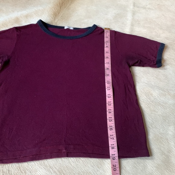 Rare JOHN GALT/ BRANDY MELVILLE Burgundy & Navy STRIPED T-Shirt - Picture 5 of 5